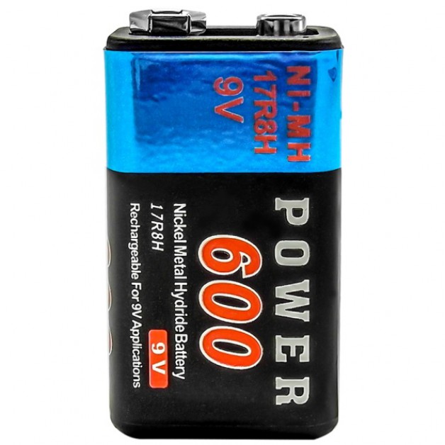9 Volt Power 600 mAh (rechargeable)