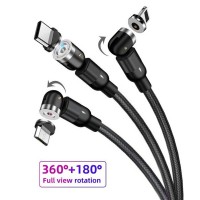 Magnetic charging cable 540° (Apple lightning, USB-C, Micro USB) - 1 meters