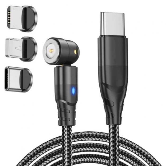 Magnetic charging cable 540° (Apple lightning, USB-C, Micro USB) - 1 meters