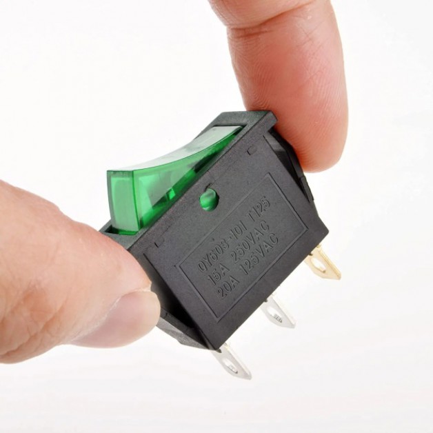 On-off switch Green (with LED illumination)