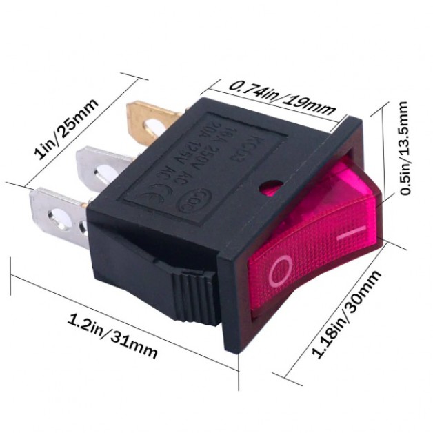 On-off switch Red (with LED illumination)