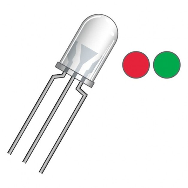 Bi-Color Red/Green crystal clear (5mm) (cathode)