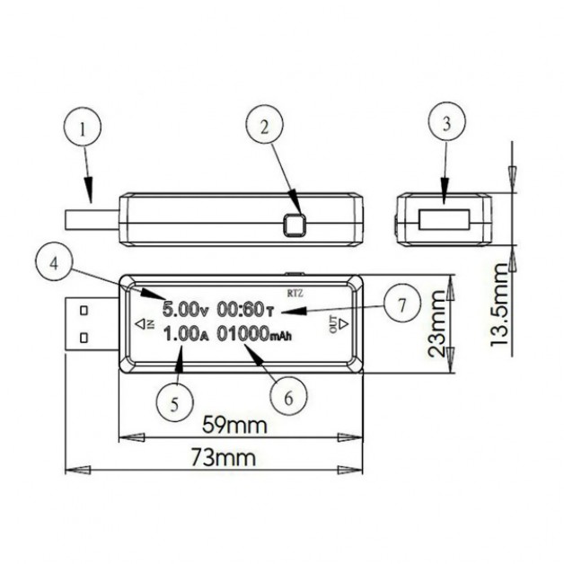 USB Volt & Ampmeter Meter (OLED)